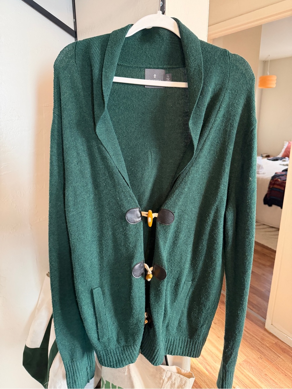 Men's Forest Green Toggle Cardigan Sweater